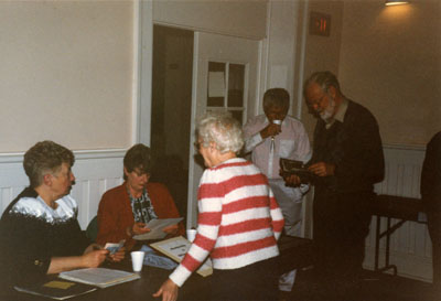 Milton Historical Society Meeting. 1990.  Marjory Powys and Brenda Whitlock.