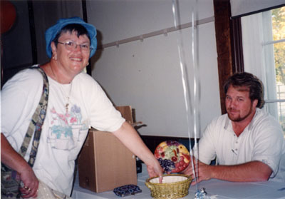 Milton Historical Society Antiques Road Show.  September 1998.  Andrew Zegers and visitor.