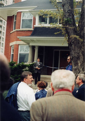 Official opening of John Thompson House, 34 Parkview Avenue, Toronto.  May 2, 1998.  Home of Ontario Historical Society