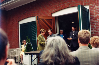 Presentation of award at 34 Parkview Avenue, Toronto, home of the Ontario Historical Society.