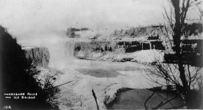 Niagara Falls.   Horseshoe falls and ice bridge