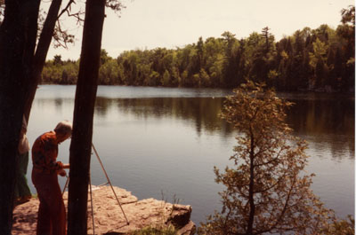 Mrs. Brad Clement painting at Crawford Lake, Nassagaweya