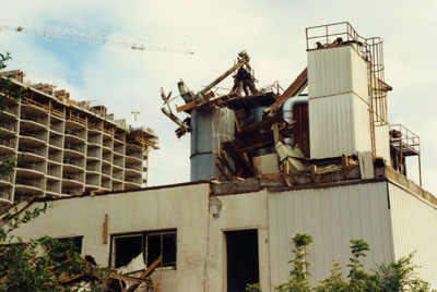 The Mill being demolished.  1990.