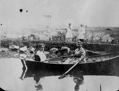 Two women in row boat