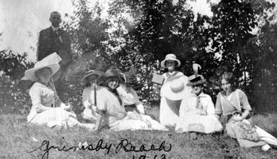 Group of people on Grimsby Beach