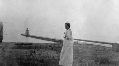 Woman by lake