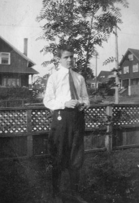 Adolescent boy in garden