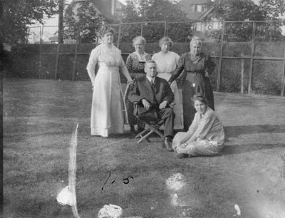 Family group in garden