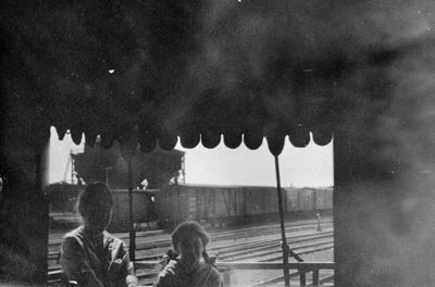 Woman and girl on train