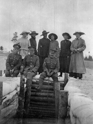 Soldiers and friends at Camp Borden, September 1916.