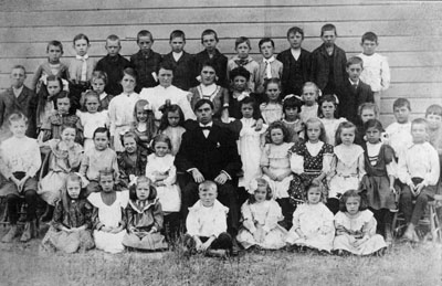 Ligny School.   Class photograph.   Students and teacher.