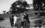 Rev. and Mrs. Bole and Alma, and Gussie Willmott at dam, "Rose Hill"