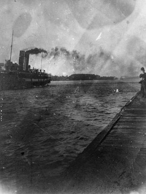 Helen McKie on pier at Niagara Falls