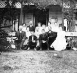 Clements family and friends outside the Clements cottage in Muskoka