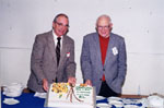 Jim Dills and Ken Lamb at launch of "P.L. - Inventor of the Robertson Screw"