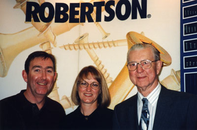 Bill Weston, his wife, and his father Ted Weston. Book launch - &quot;P. L. Inventor of the Robertson Screw&quot;