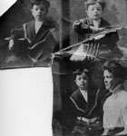 Three small photographs of child, one with his mother