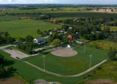 Aerial view of Omagh, Trafalgar Township, Ontario