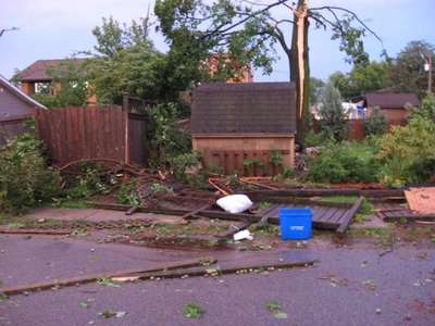 Storm damage on Oak Street