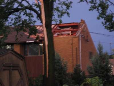 Storm damage to the medical building on the corner of Wakefield and Ontario Street