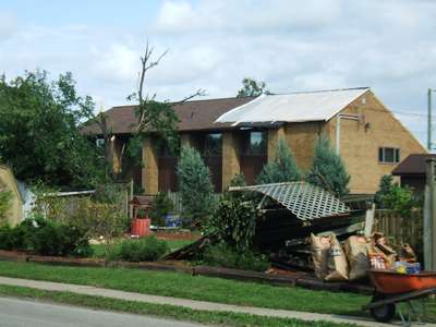 Storm damage at medical building on Wakefield Place