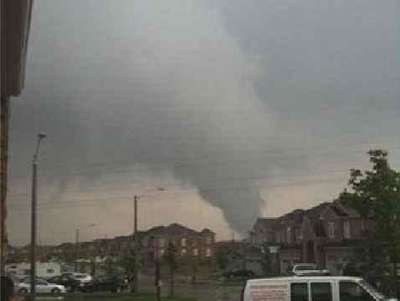 Funnel cloud over Milton from the tornado.