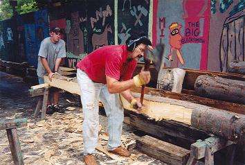 Restoration work on the Waldie Blacksmith Shop