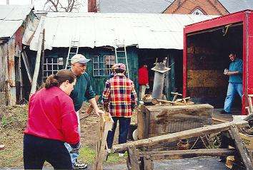 Restoration work at the Waldie Blacksmith Shop