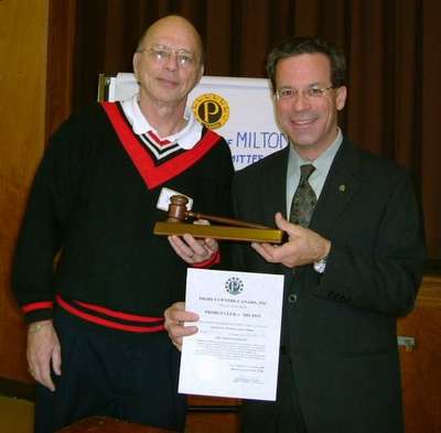 Gavel and accreditation, Probus Club of Milton #174