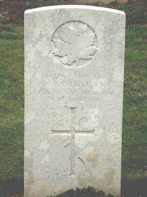 CWGC marker for the grave of Ernest Baverstock, 1886-1916