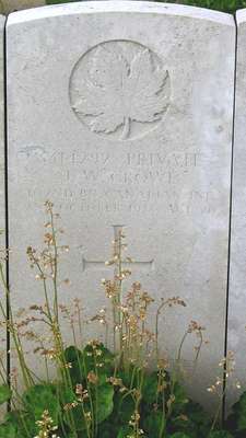 CWGC marker for the grave of John William Crowe, 1891-1918