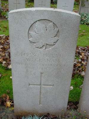 CWGC marker for the grave of William Graham, 1891-1917