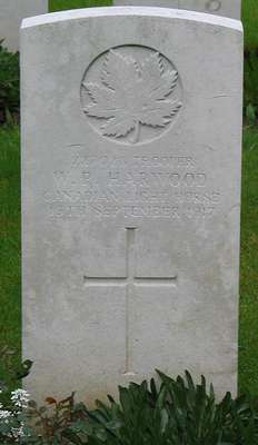 CWGC marker for the grave of William Pharo Harwood, 1897-1917