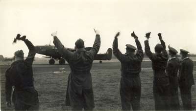 Bomber taking off from an airfield in Yorkshire