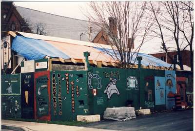 Restoration work on the Waldie Blacksmith Shop