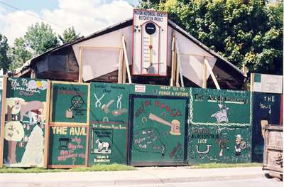 Restoration work on the Waldie Blacksmith Shop