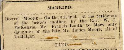 Marriage notice for Booth-Moore