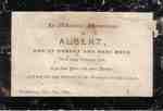 Memorial card for Albert Medd, young son of Robert and Mary Medd