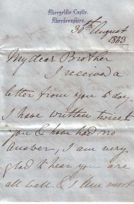 Letter from Robert Downie to his brother David in Milton, Page 1