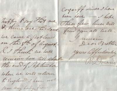 Letter from Robert Downie to his brother David in Milton.  Pages 2 and 3