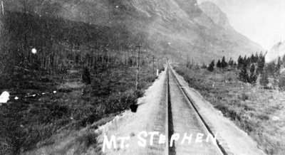 Rail way line and Mount Stephen