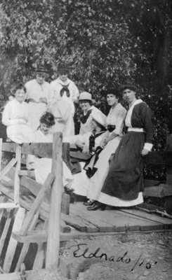 Young ladies on a bridge at Eldorado