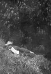 Young man lying on a bank of grass