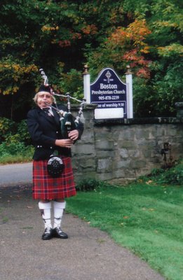 Piper Bruce Anderson welcomes guests to the Boston Church