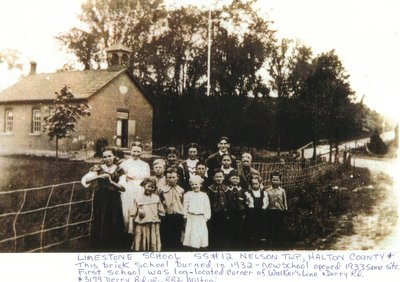 Limestone School S.S.#12, Nelson Twp., Halton County (3179 Derry Rd. W., RR2, Milton)