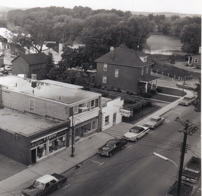 Aerial view of Martin Street at the intersection of Mill Street