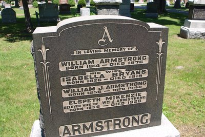 Grave marker for the Armstrong family