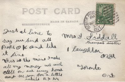 Reverse of post card &quot;Glory Hole, Dome Mine, South Porcupine, Ontario