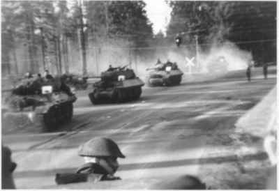 Tanks in training for the Korean War