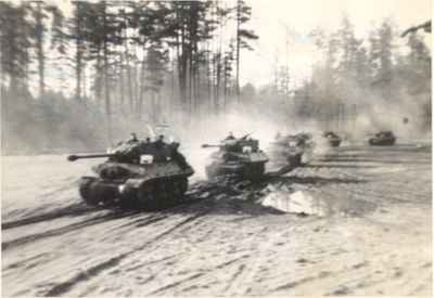 Tanks in training for the Korean War